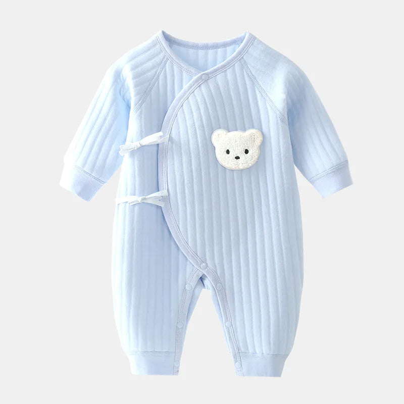 Newborn Boys Girls Cotton Bodysuit – Thickened Winter Onesie for Toddler Home Wear