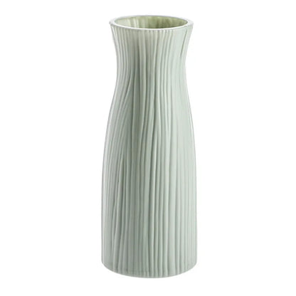White Imitation Ceramic Plastic Vase – Nordic Decorative Flower Pot for Home, Wedding, or Table Centerpiece