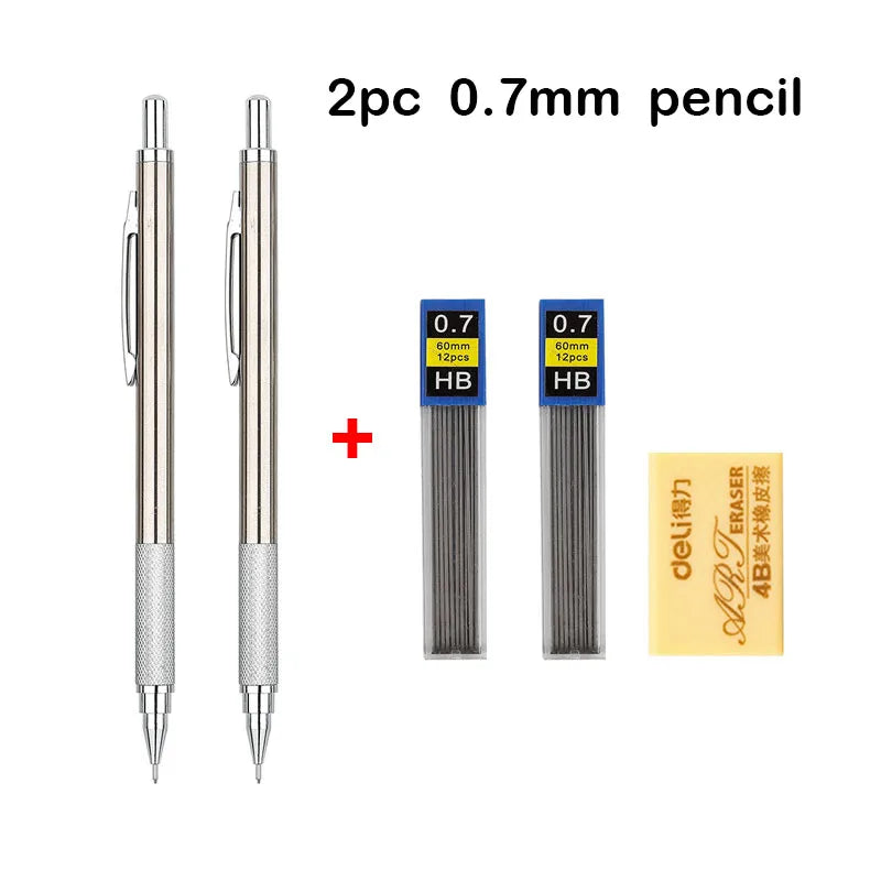 Mechanical Pencil Set 0.3–2.0mm – Full Metal Drawing & Writing Pencils with Leads for School & Office