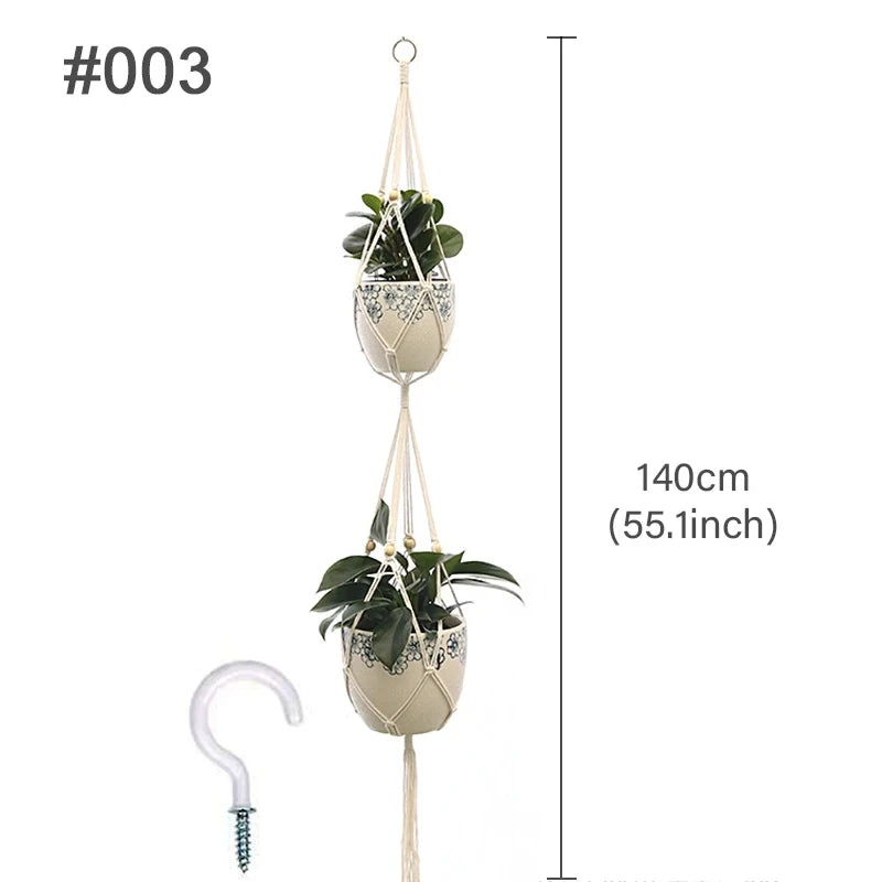 Handmade Macrame Plant Hanger – Cotton Hanging Flower Pot Holder for Indoor & Outdoor Decor