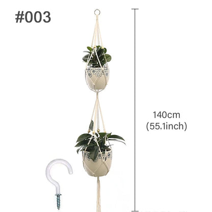 Handmade Macrame Plant Hanger – Cotton Hanging Flower Pot Holder for Indoor & Outdoor Decor