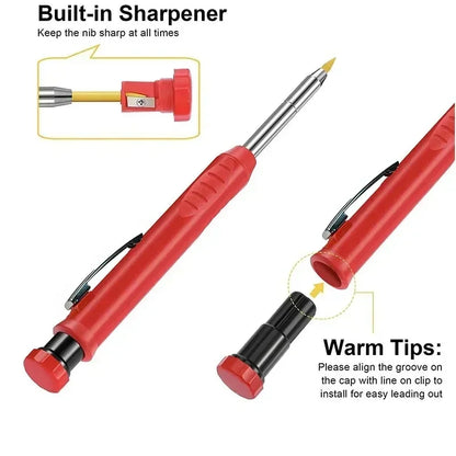 2.8mm Solid Mechanical Carpenter Pencil – Woodworking Construction Pencil with Built-In Sharpener