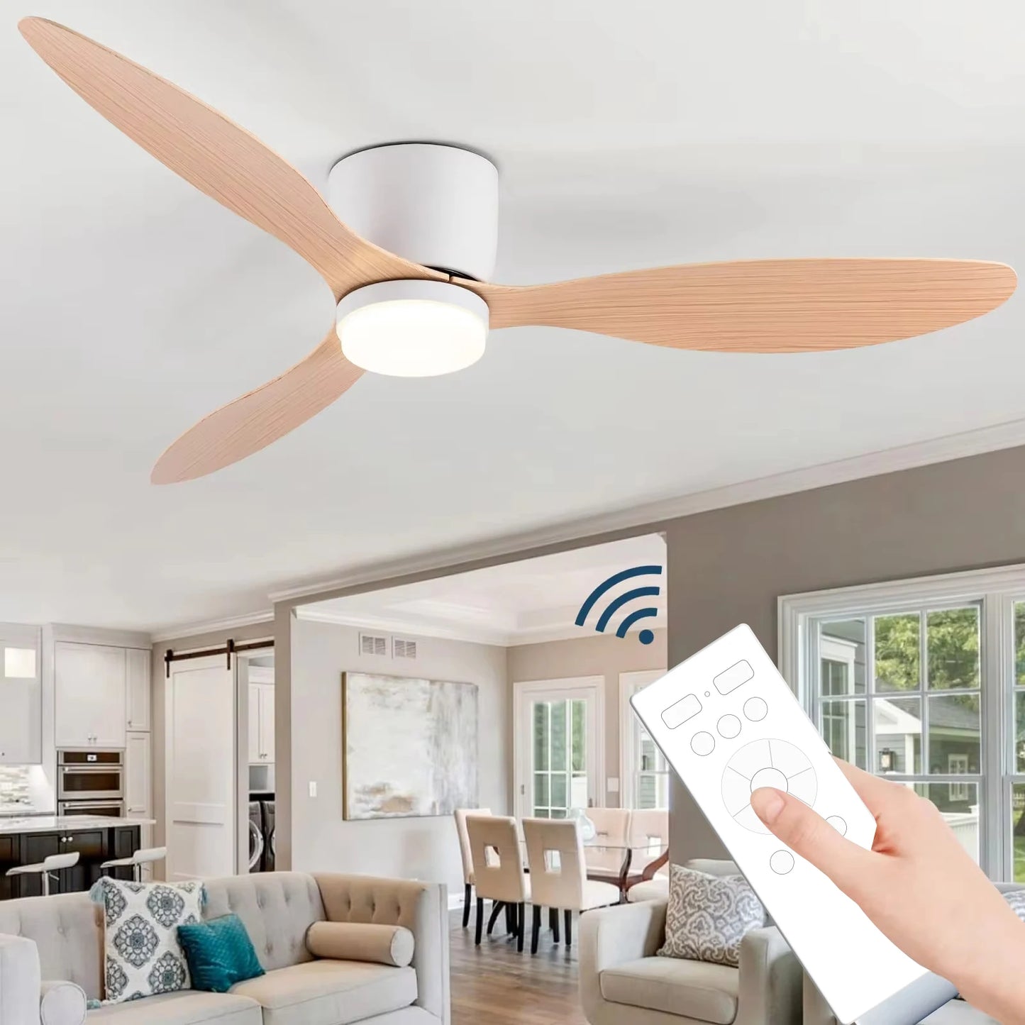 LED Ceiling Mounted Fan Light – Nordic Minimalist Decorative Fan Light for Living Room & Restaurant