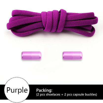 Colored Round No Tie Shoelaces – Elastic Lock Shoelaces with Matte Metal for Sneakers & Casual Shoes