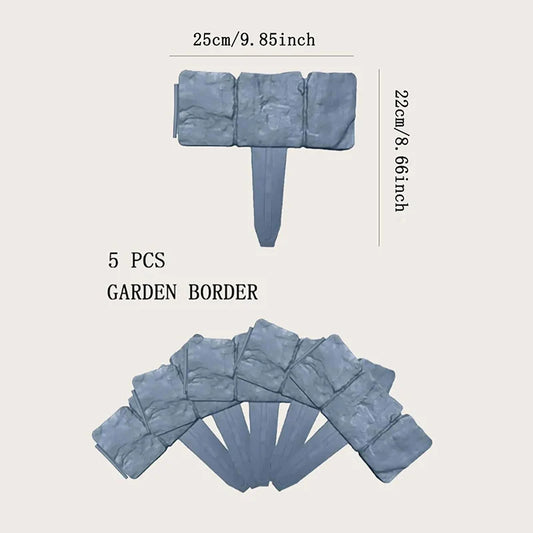 5-10pcs Garden Fence Imitation Stone Plant Support Stake Outdoor Edging Decorative Border DIY Lawn Yard Landscape Plant Fence