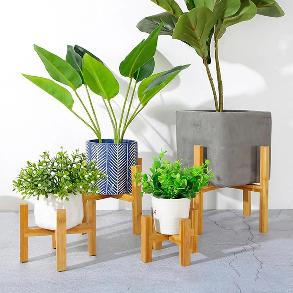 Bamboo Bonsai Display Stand Trays Wood Flowerpot Holder Durable Flower Pot Base Floor-Standing Display Stand Home Decoration