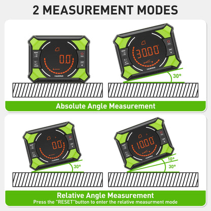 Huepar Digital Laser Angle Gauge – 3-in-1 Electronic Protractor with LCD Display, Magnetic Inclinometer & Laser Dot Level Tool (AG2L)