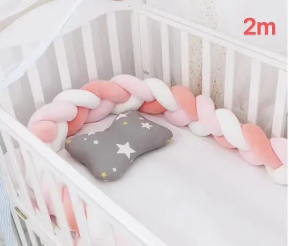 Braided Baby Bed Bumper – Soft Knot Crib Bumper for Infant Cradle Protection (1M–4M)
