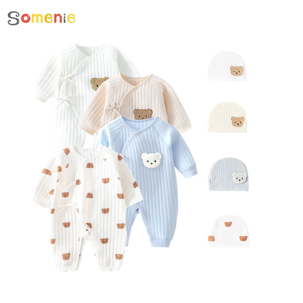 Newborn Boys Girls Cotton Bodysuit – Thickened Winter Onesie for Toddler Home Wear