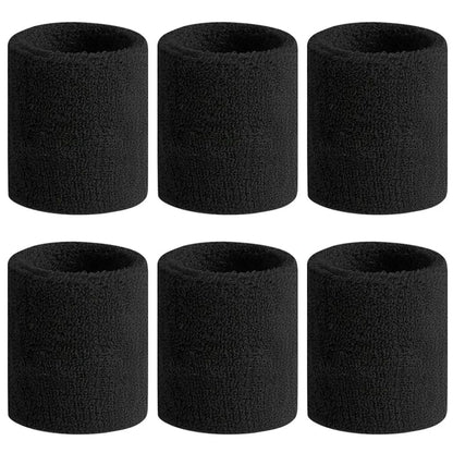 6pcs Sports Wristbands – Moisture-Wicking Sweat Absorbing Wrist Guards for Tennis, Basketball & Running