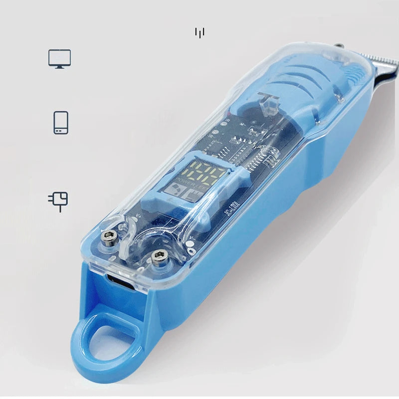 Transparent Hair Clipper with Power Display – 2023 Rechargeable Shaver for Men with Digital Screen