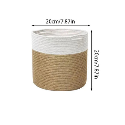 Handmade Cotton Rope Woven Basket – Foldable Storage Flower Pot Organizer