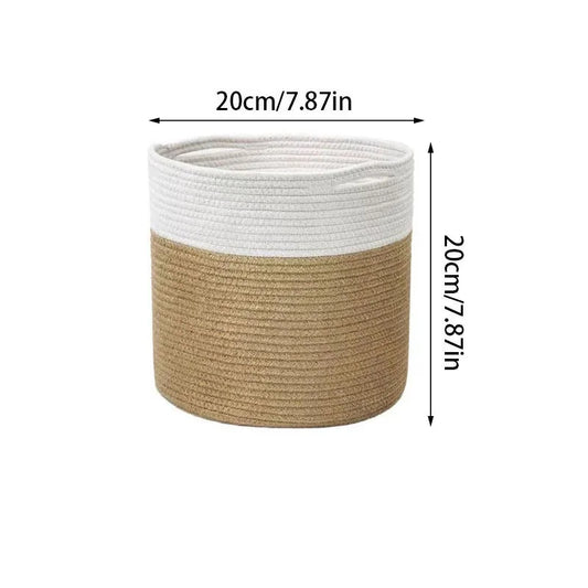 Handmade Cotton Rope Woven Basket – Foldable Storage Flower Pot Organizer