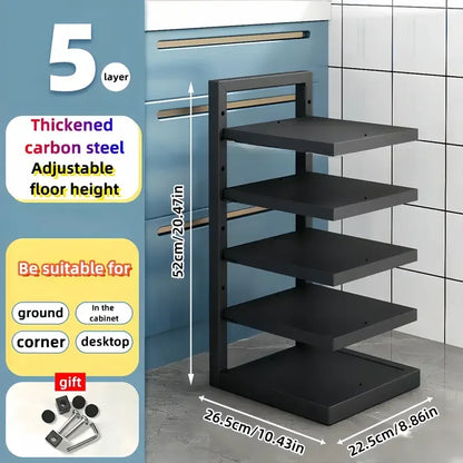 Adjustable Stainless Steel Pot Rack Organizer – Multi-Layer Kitchen Pan & Lid Storage Stand