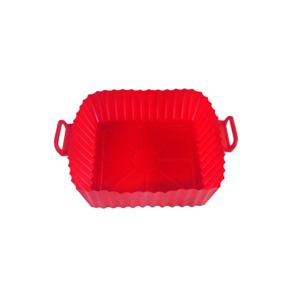 Reusable Silicone Air Fryer Tray with Handle – Square Baking Pan Liner for Air Fryers