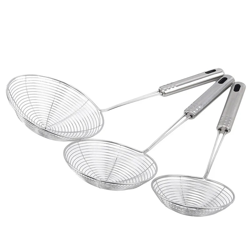 Stainless Steel Oval Skimmer – Fine Mesh Oil Strainer for Frying & Cooking