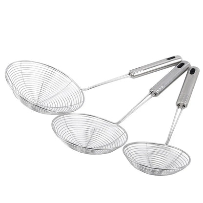 Stainless Steel Oval Skimmer – Fine Mesh Oil Strainer for Frying & Cooking