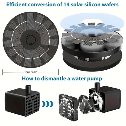 Outdoor Solar Birdbath Fountain Garden Decoration Floating Pool Garden Waterfall Fountain Decoration