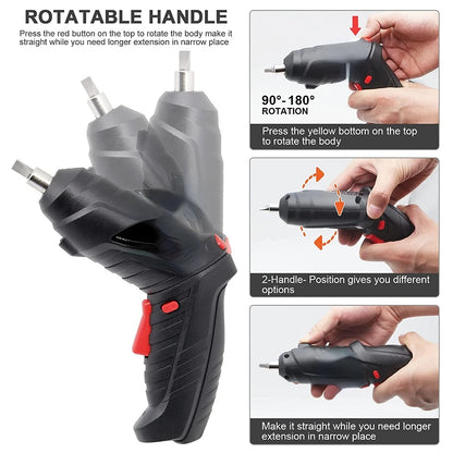 3.6V Cordless Electric Screwdriver – Mini Power Drill with 500mAh Lithium Battery for Household Repairs