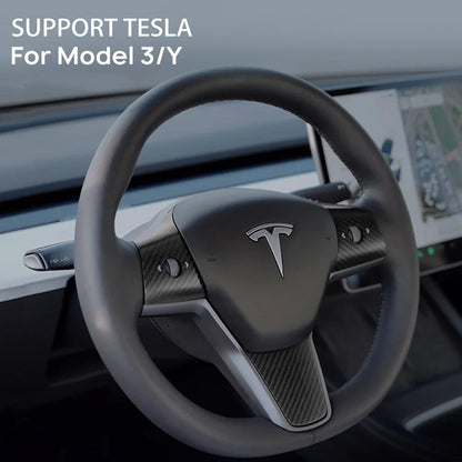 Real Dry Carbon Fiber Car Steering Wheel Cover Case Kit for Tesla Model 3 2017-2023 Model Y 2020-2024 Auto Exterior Accessories