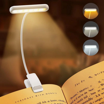 LEDs Book Light USB Rechargeable – Flexible Clip-On Reading Lamp with Warm, Cool & Daylight Modes