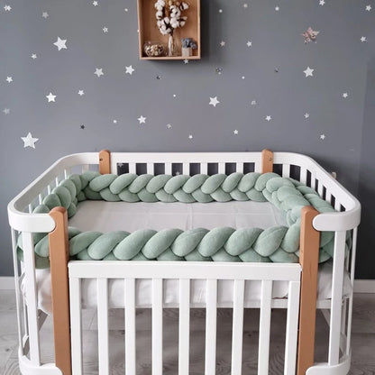 1–4M Braided Crib Bumper – Soft Baby Bed Protector Pillow for Infant Cradle & Nursery Decor