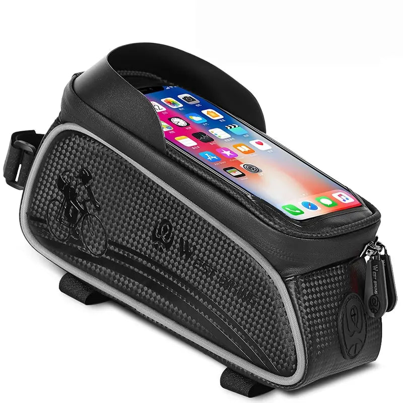 WEST BIKING Waterproof Bicycle Frame Bag – Front Top Tube Storage with Touchscreen Phone Case for MTB & Road Bikes