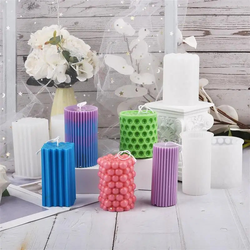 Silicone Striped Roman Column Candle Mold – DIY Silicone Candle Making Tool