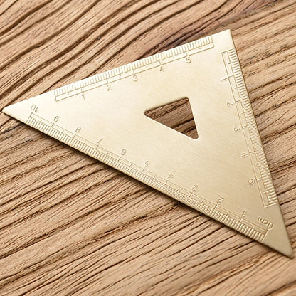 Retro Brass Straight Rulers – Metal Triangle Ruler & Protractor for School & Office Use