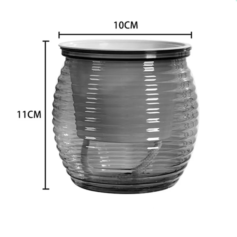 Mini Self Watering Flower Pot Fish Tank Transparent Plastic Plant Pots Self Watering Planter Pot Vase For Home Decoration