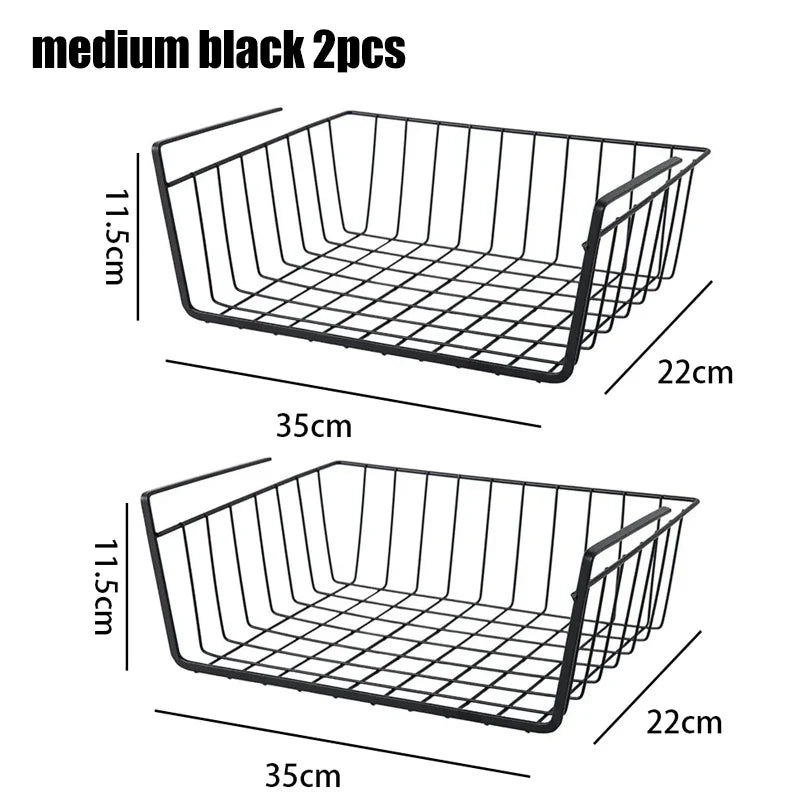 Multi-Functional Perforated Hanging Storage Basket – Iron Wire Rack for Kitchen & Bathroom Organization