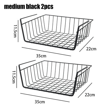 Multi-Functional Perforated Hanging Storage Basket – Iron Wire Rack for Kitchen & Bathroom Organization