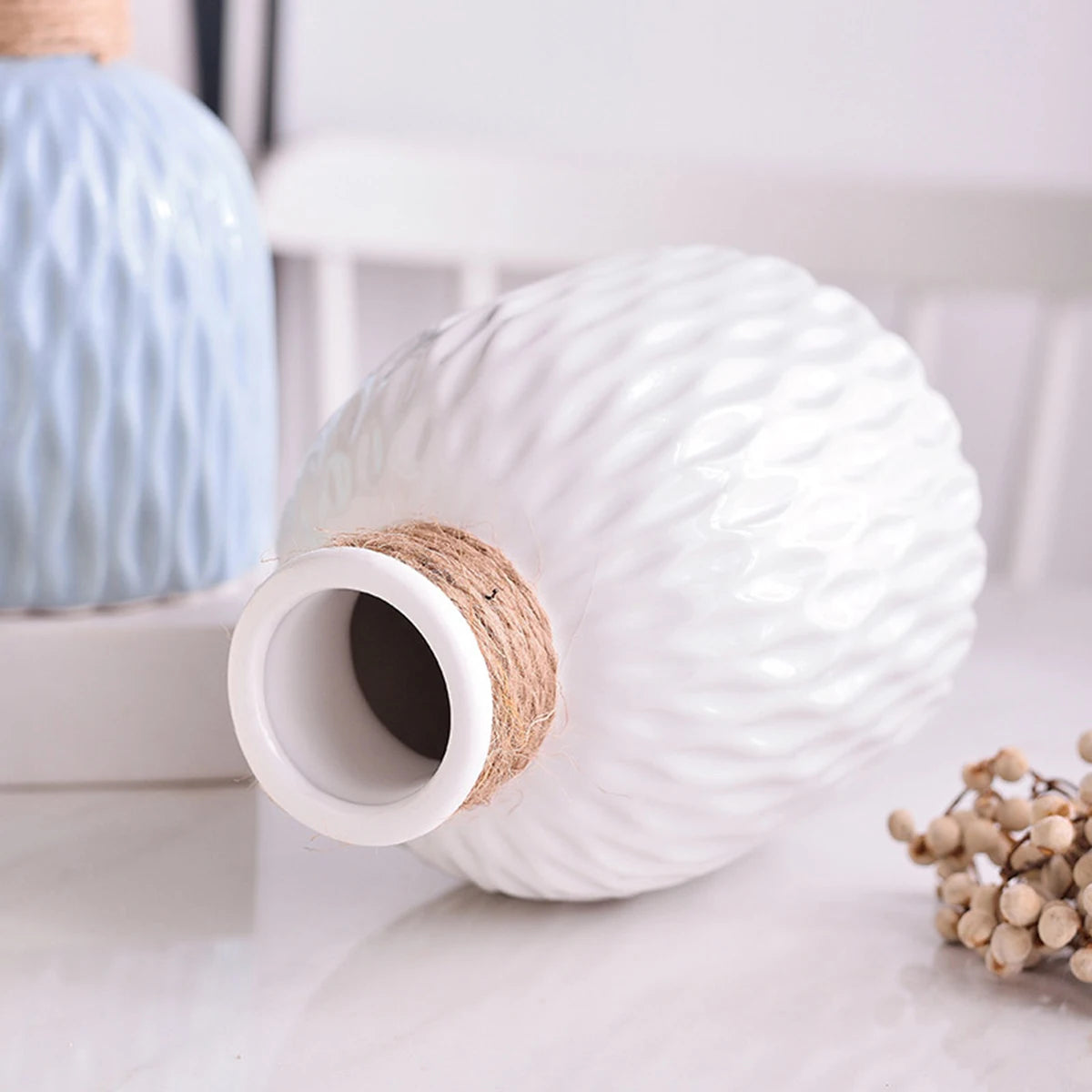Modern Wave Ripple Plastic Vase – Nordic Flower Pot for Desktop or Table Decoration