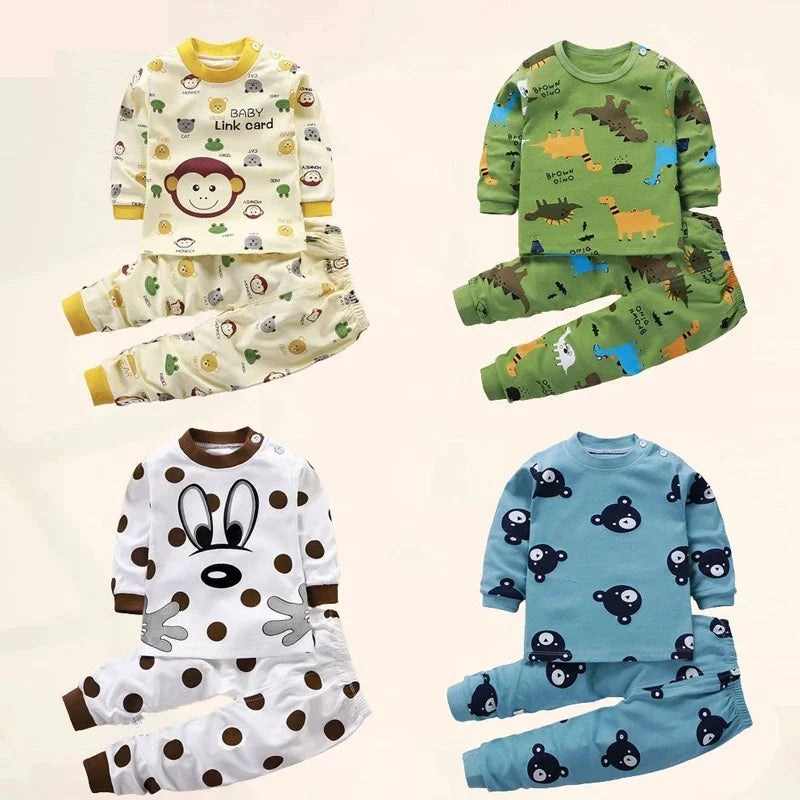 Kids Cotton Pajama Set – Autumn/Winter Sleepwear for Boys and Girls (9 Months to 8 Years)