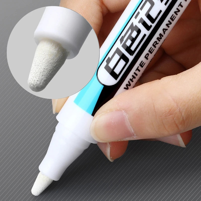 White Marker Oily Fine Tip Pen – Permanent Waterproof Marker for Metal, Glass & More