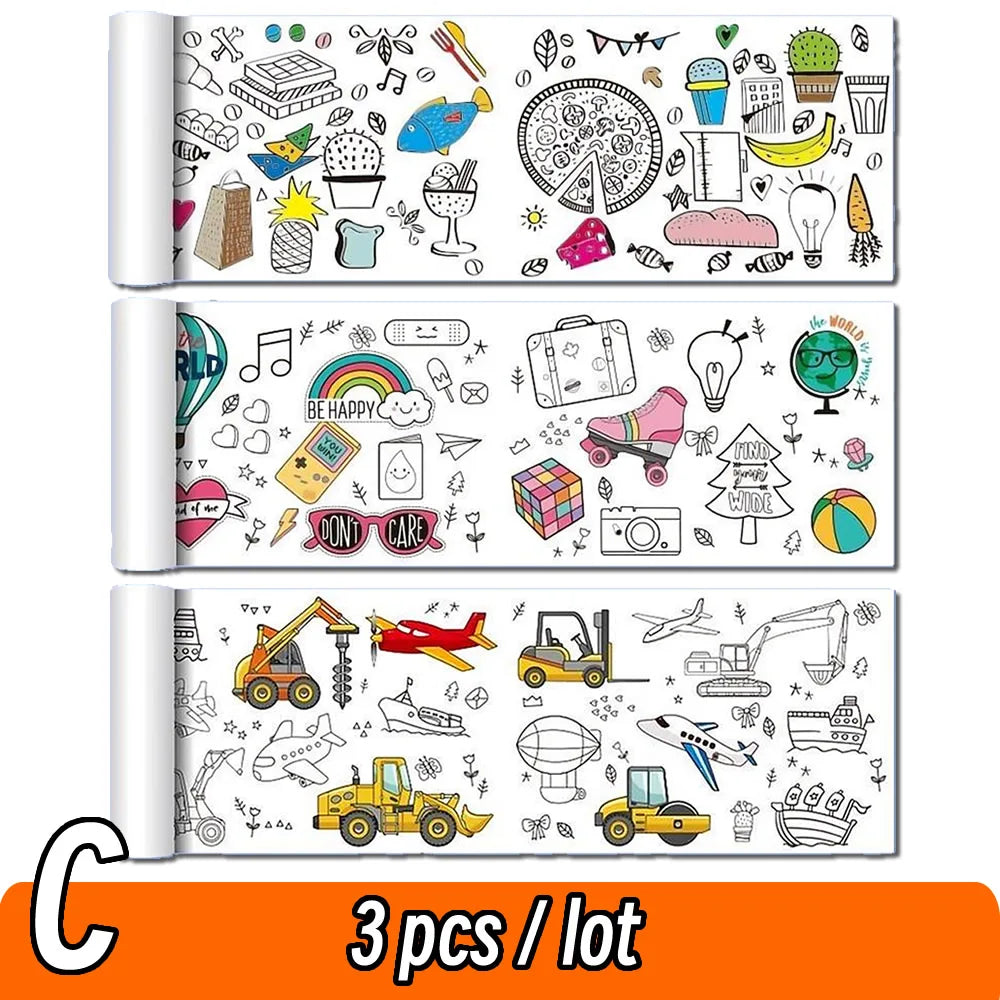90cm Animal Canvas Children's Drawing Roll DIY Coloring Paper Roll Color Filling Graffiti Paper-cut Painting Educational School