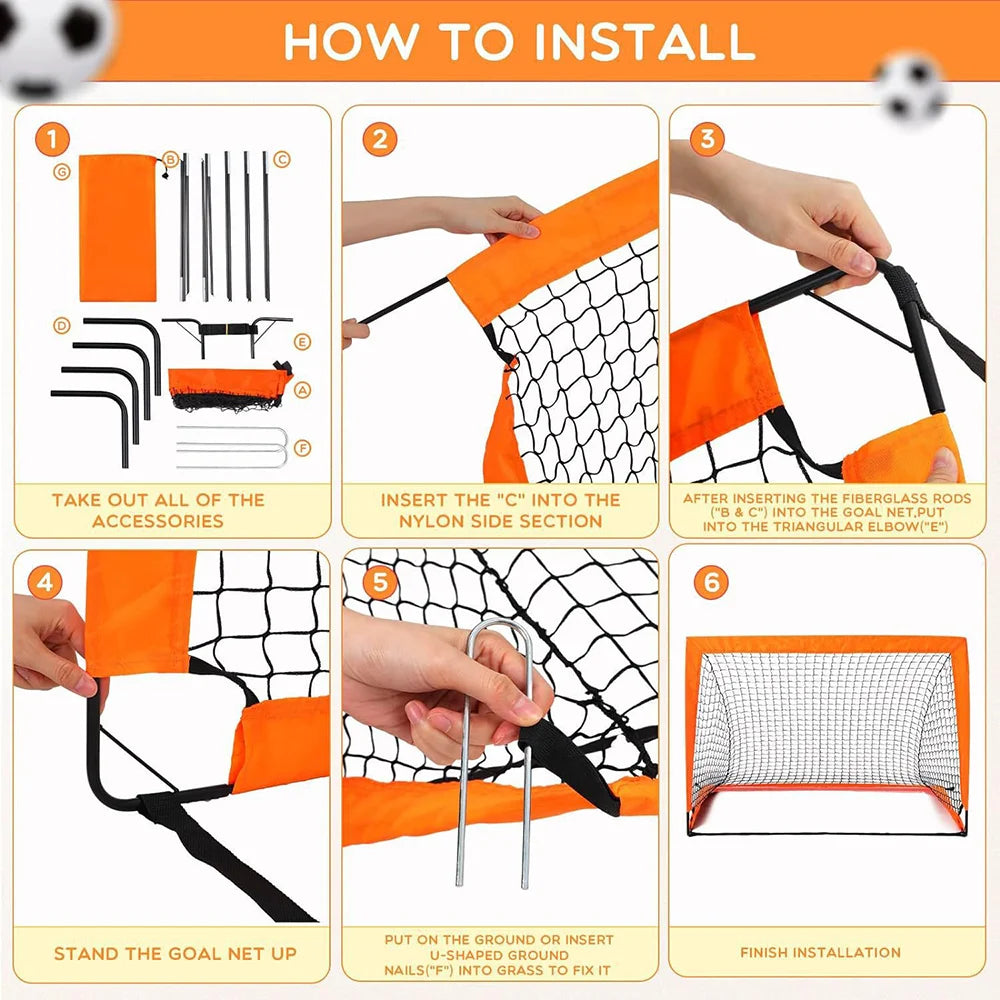Pop-Up Football Goal Net – Garden Soccer Training Set for Kids with Carry Bag