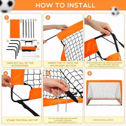 Pop-Up Football Goal Net – Garden Soccer Training Set for Kids with Carry Bag
