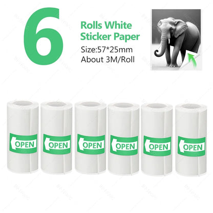 57x25MM Thermal Paper Label Sticker Rolls – Adhesive Mini Printer Paper for Kids Camera & Instant Print
