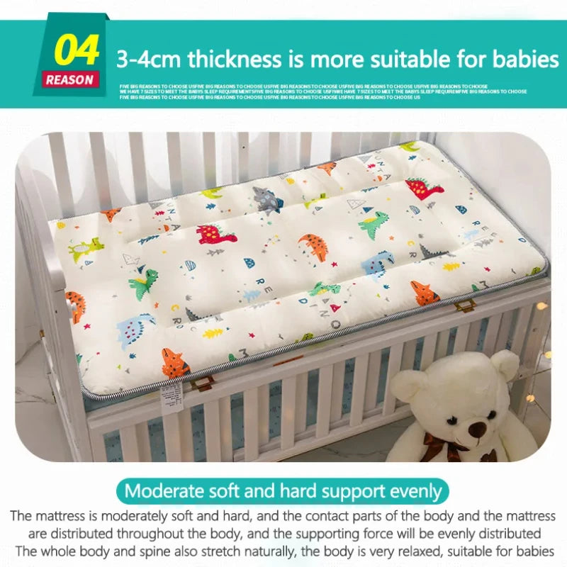 Thick Cotton Crib Mattress Pad – 120x60cm Baby Bed Cushion with Double-Sided Design