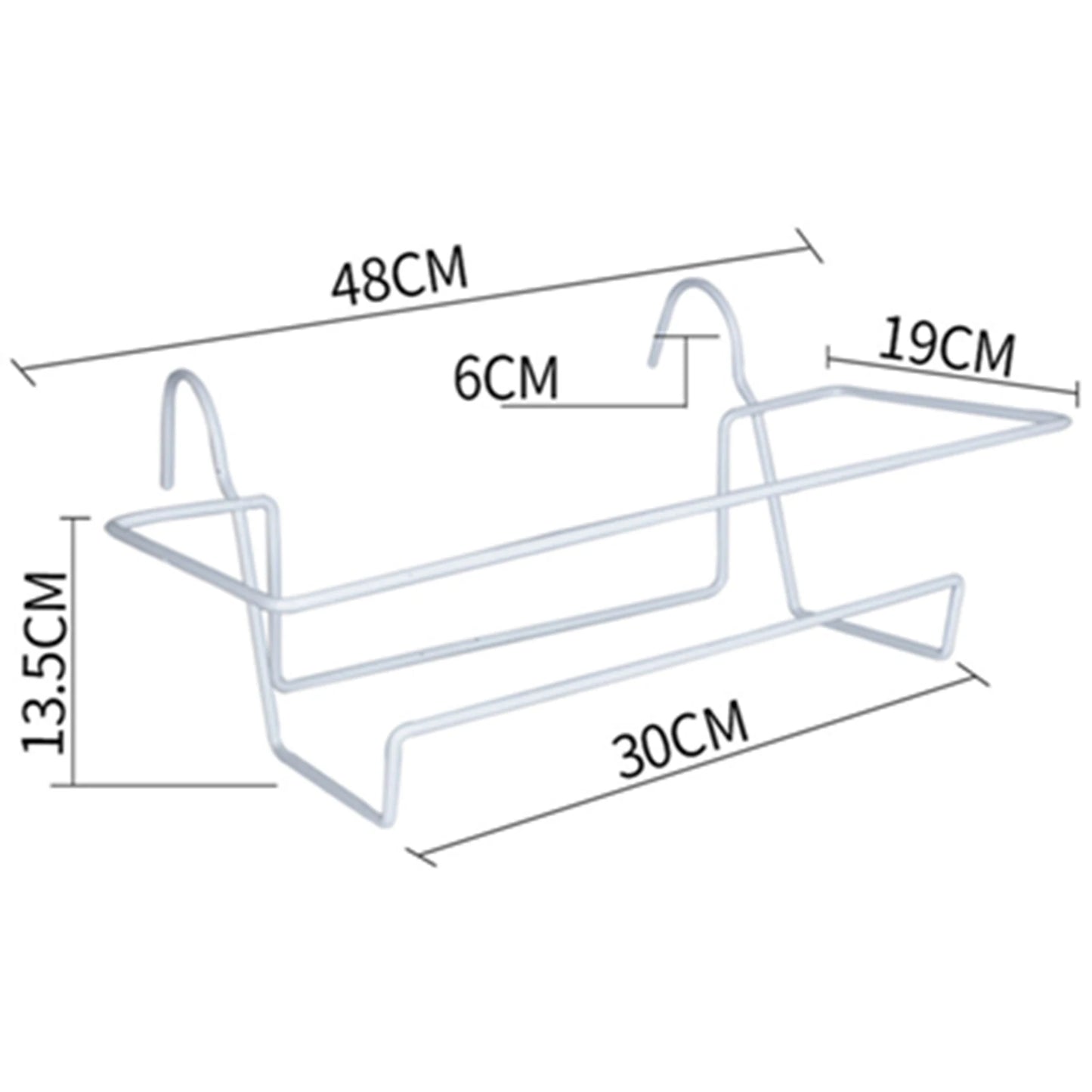 Balcony Railing Hanging Planter – 6L Plastic Window Box with Tray & Rack