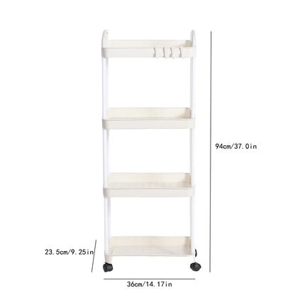 3/4-Tier Multi-Layer Rolling Storage Cart – Mobile Kitchen, Bathroom & Bedroom Organizer with Lockable Wheels