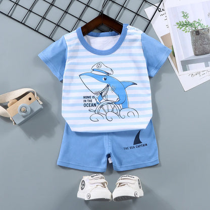100% Cotton Toddler Outfit Set – Soft Summer T-Shirt & Shorts 2PCS for Boys and Girls (Ages 1–7 Years)