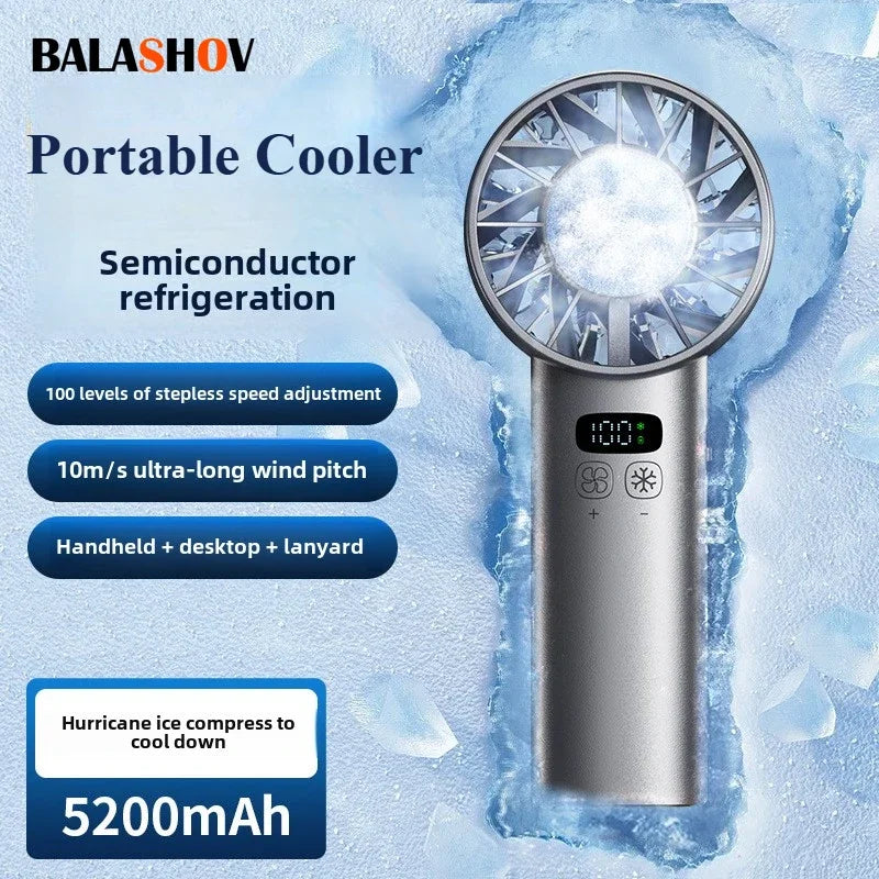 Handheld Cooling Fan – USB Rechargeable Mini Fan with LED Display for Travel & Outdoor Use