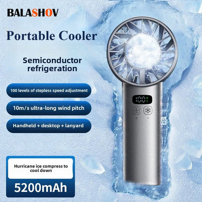 Handheld Cooling Fan – USB Rechargeable Mini Fan with LED Display for Travel & Outdoor Use