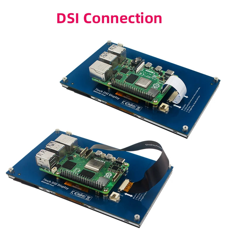 7 Inch DSI Touch Screen for Raspberry Pi 5 4B 3B+ 3B IPS Display 800*480 LCD MIPI CSI Cable With Standard Monitor for RPI 5 Pi5
