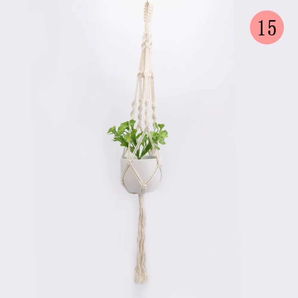Hanging Basket Plant Handmade Macrame Plant Hanger Flower Pot Planter Hanger Wall Decor Courtyard Garden Hanging Planter