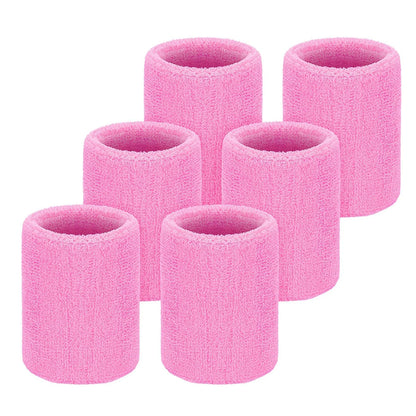 6pcs Sports Wristbands – Moisture-Wicking Sweat Absorbing Wrist Guards for Tennis, Basketball & Running