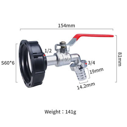 S60x6 IBC Tank Tap Connector – Coarse Thread Water Coupling Adapter for 1/2'' & 3/4'' Garden Hose Fittings (Fits 1000L Tanks)