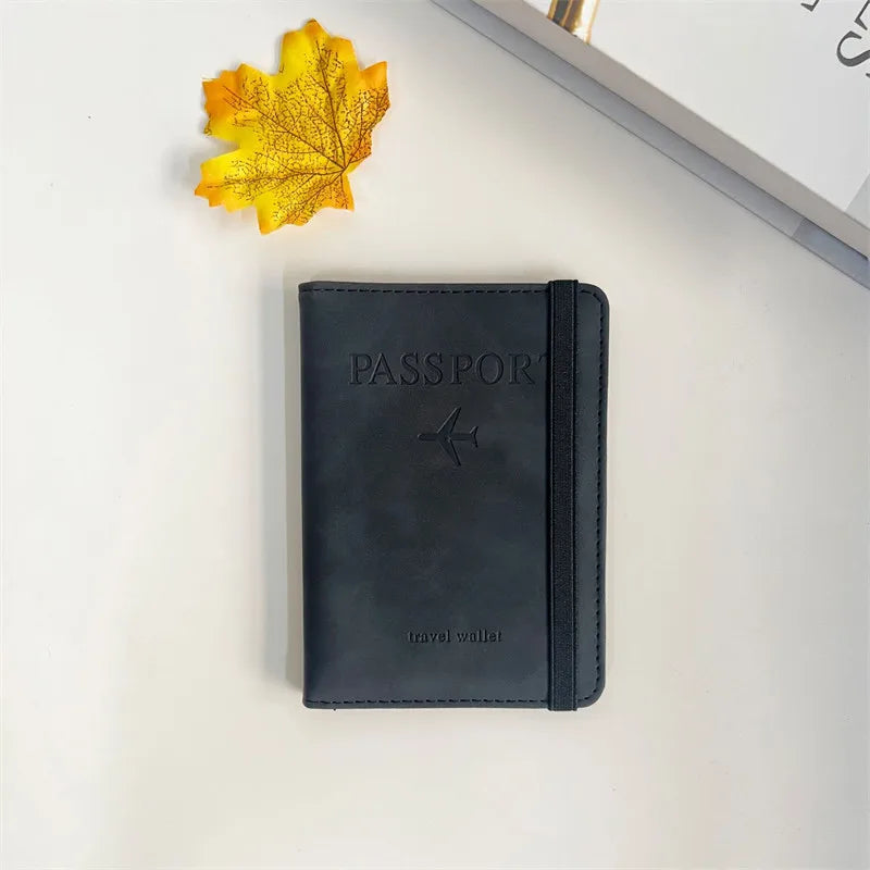 RFID Vintage Business Passport Holder – Multi-Function PU Leather Wallet for Travel
